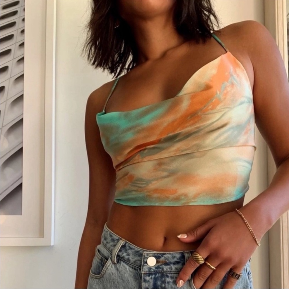 12th Tribe Palm Canyon Tie Dye Lace Up Top